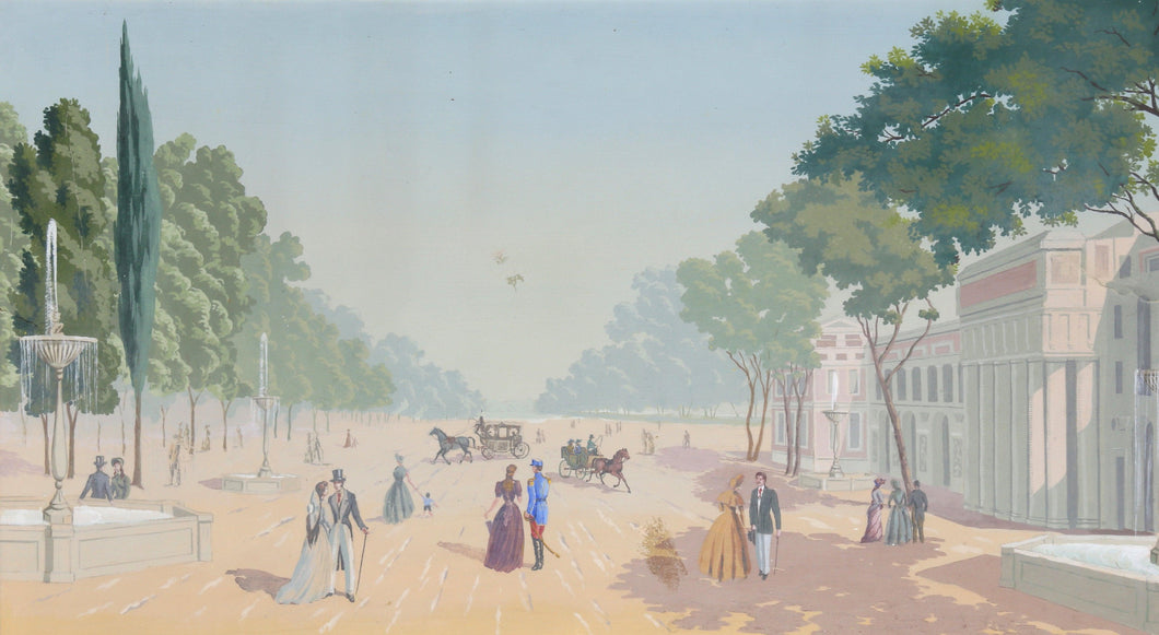 French Promenade Gouache | Unknown Artist,{{product.type}}
