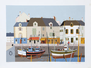 French Seaside Village Screenprint | Pierre Montell,{{product.type}}