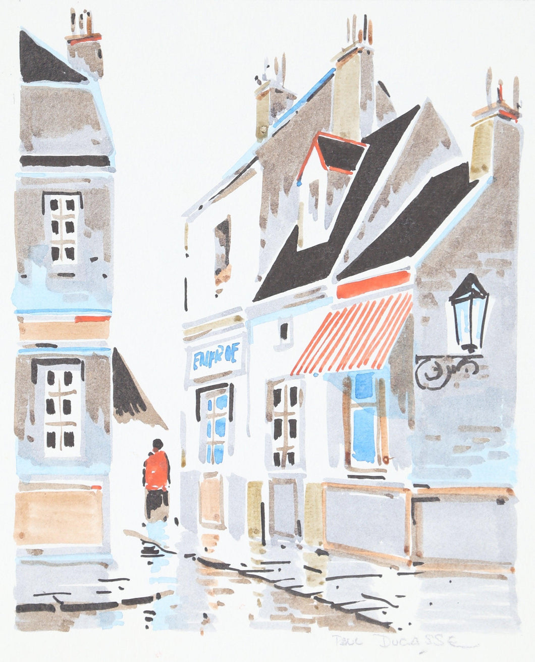 French Town 1 Watercolor | Paul Ducasse,{{product.type}}