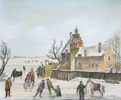 French Village in Winter 2 Oil | J. Van Buiksloot,{{product.type}}
