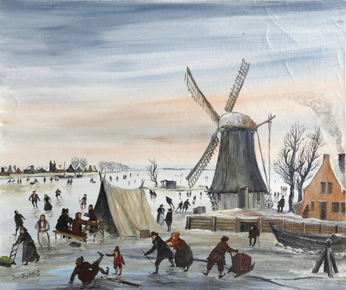 French Village in Winter 3 Oil | J. Van Buiksloot,{{product.type}}