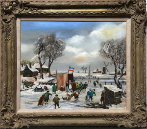French Village in Winter Oil | J. Van Buiksloot,{{product.type}}