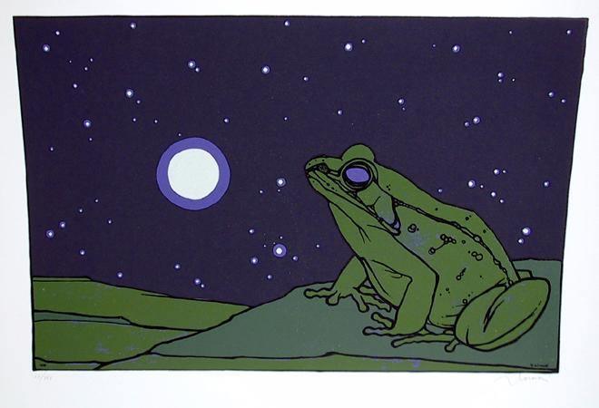 Frog and Moon Lithograph | Folmati,{{product.type}}