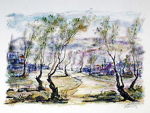 Galilee Landscape Lithograph | Zvi Raphaeli,{{product.type}}