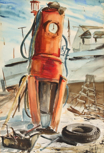 Gas Pump Watercolor | Eve Nethercott,{{product.type}}