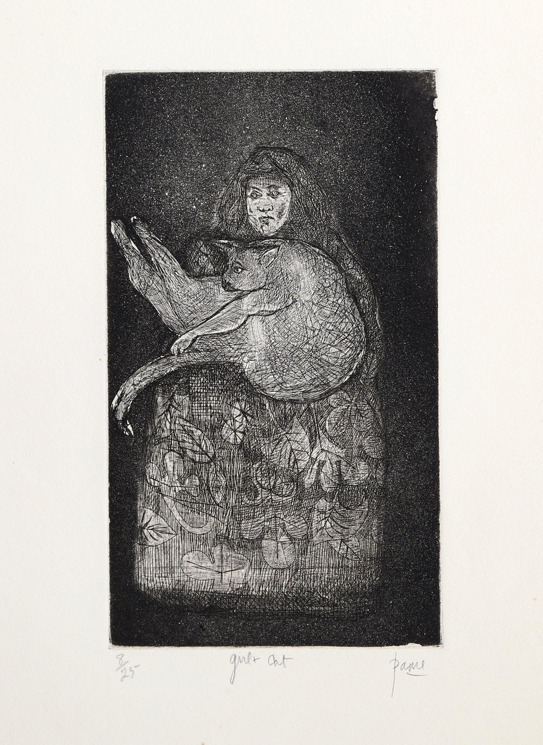 Girl and Cat Etching | Peter Paone,{{product.type}}