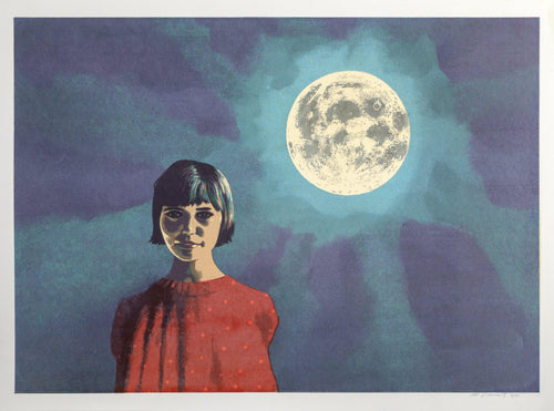 Girl and the Moon Screenprint | Bertha Vincent Walls,{{product.type}}