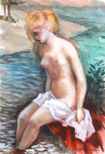 Girl Bathing Watercolor | Erik Freyman,{{product.type}}