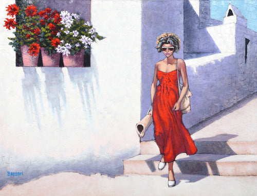 Girl Going to the Beach, Ibiza Oil | Bassari,{{product.type}}