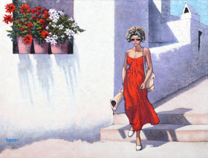 Girl Going to the Beach, Ibiza Oil | Bassari,{{product.type}}