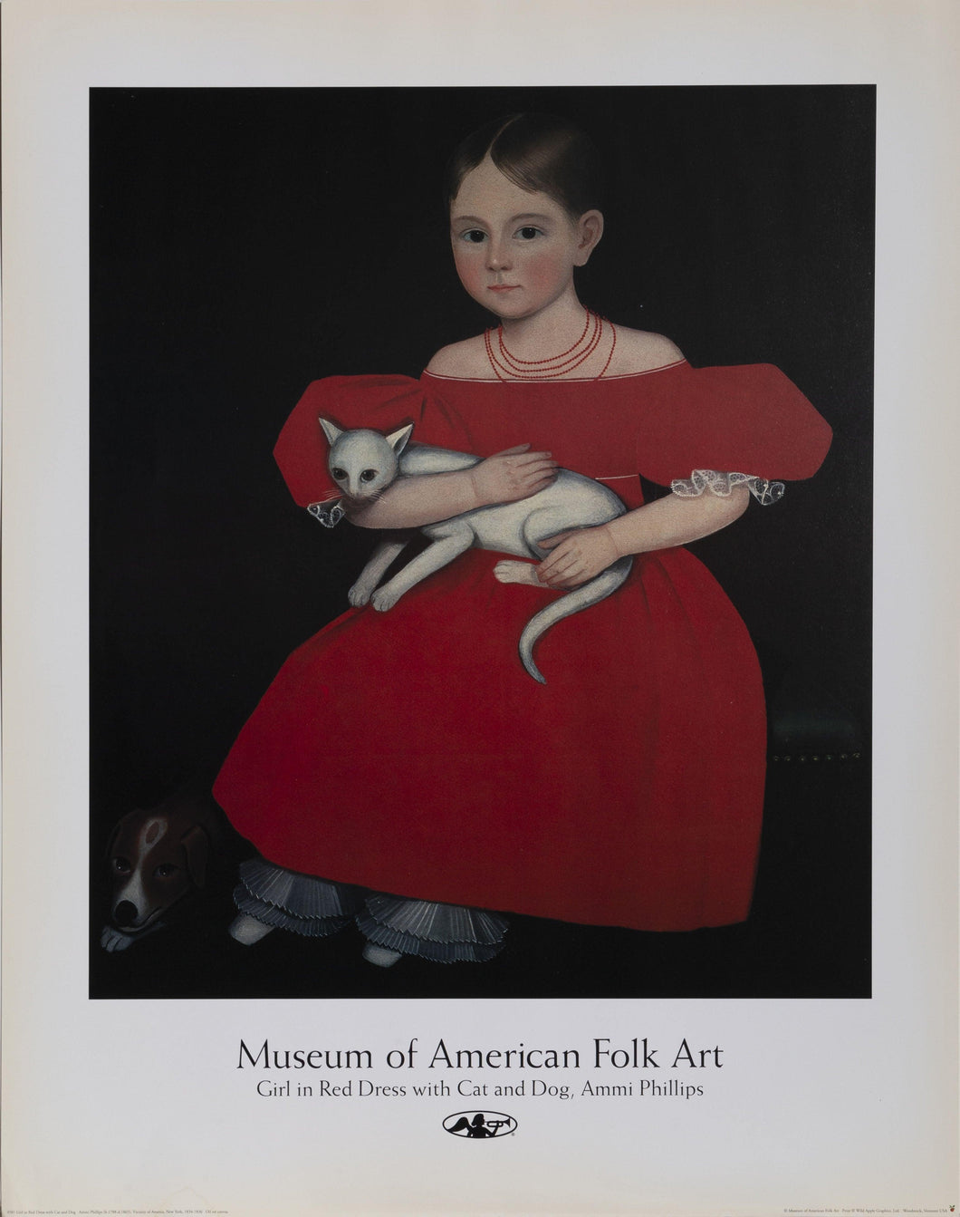 Girl in a Red Dress with Cat and Dog Poster | Ammi Phillips,{{product.type}}