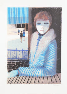 Girl in Blue Lithograph | Charles Levier,{{product.type}}