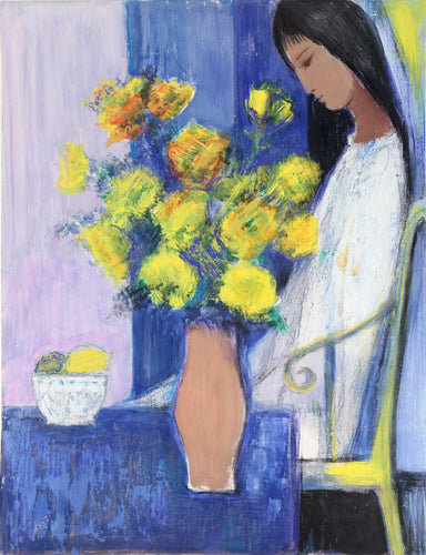 Girl in Blue Room Acrylic | Jose Canes,{{product.type}}