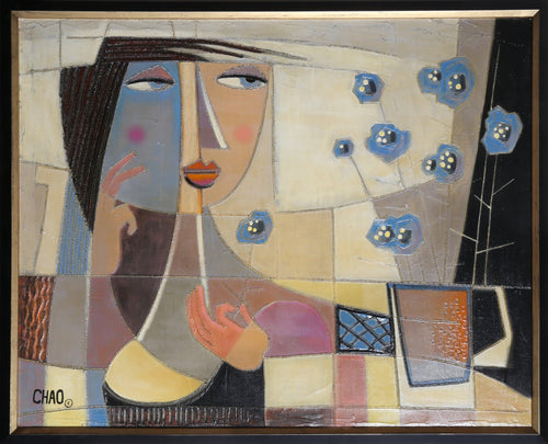 Girl with Blue Flowers Oil | Chao,{{product.type}}