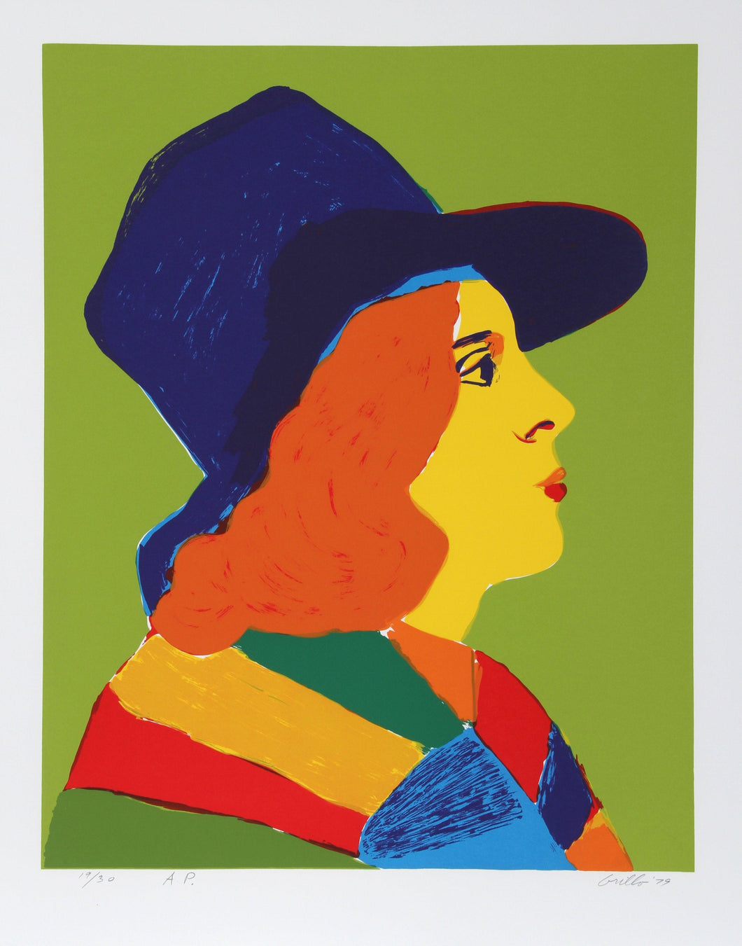 Girl with Hat I Screenprint | John Grillo,{{product.type}}