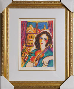 Girl with Violin Lithograph | Zamy Steynovitz,{{product.type}}