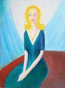Girl with Yellow Hair and Blue Dress - 2 Oil | Joseph G. Perri,{{product.type}}