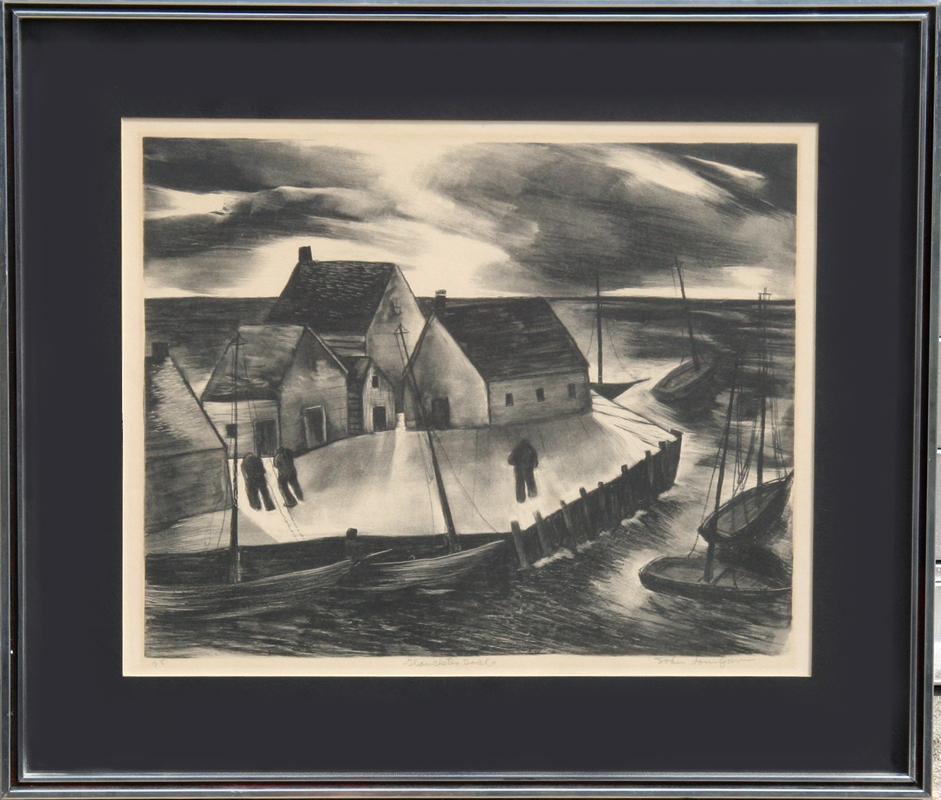 Gloucester Docks Lithograph | John Lonergan,{{product.type}}