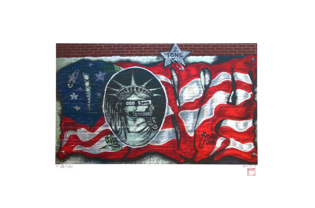 God Save Brooklyn (Flag) from the Graffiti Series Digital | Jonathan Singer,{{product.type}}