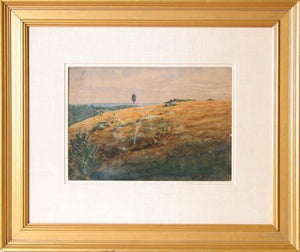 Golden Fields Landscape Watercolor | Henri Joseph Harpignies,{{product.type}}