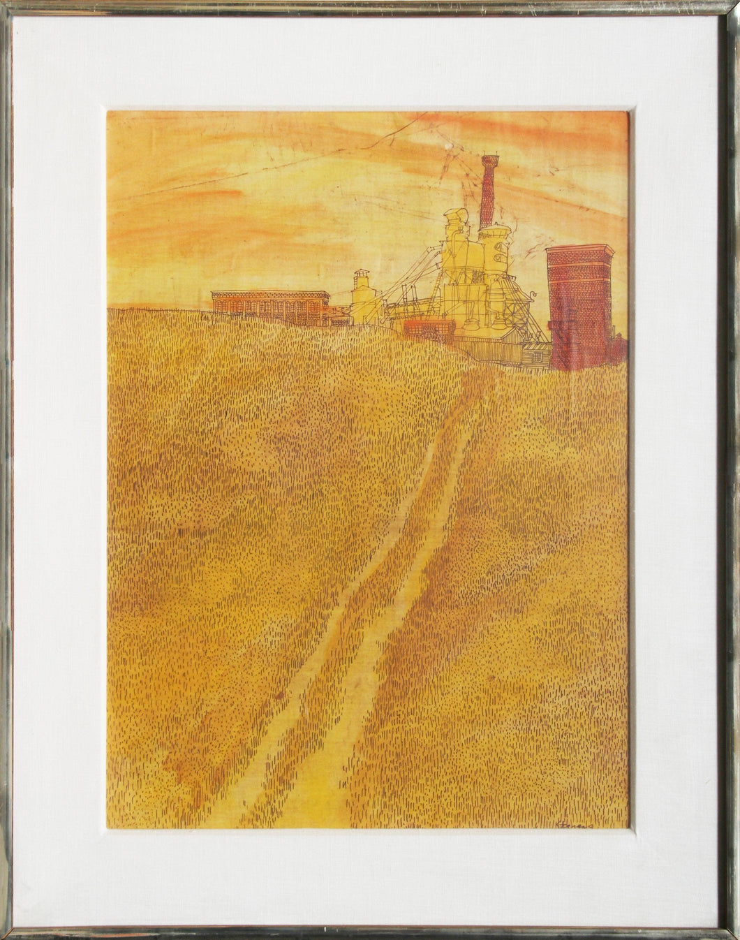 Golden Wheat Field Watercolor | Unknown Artist,{{product.type}}