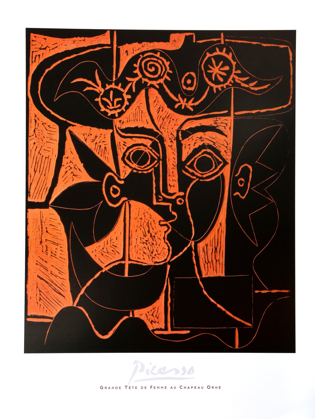 Grande Tete de Femme au Chapeau Orne Poster | Pablo Picasso,{{product.type}}