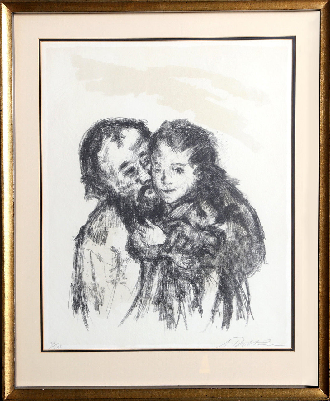 Grandfather and Granddaughter Lithograph | Alexander Dobkin,{{product.type}}