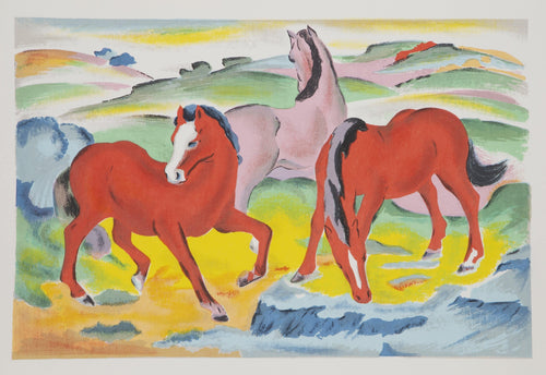 Grazing Horses IV screenprint | Franz Marc,{{product.type}}