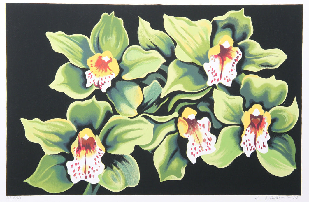 Green and White Irises Screenprint | Lowell Blair Nesbitt,{{product.type}}