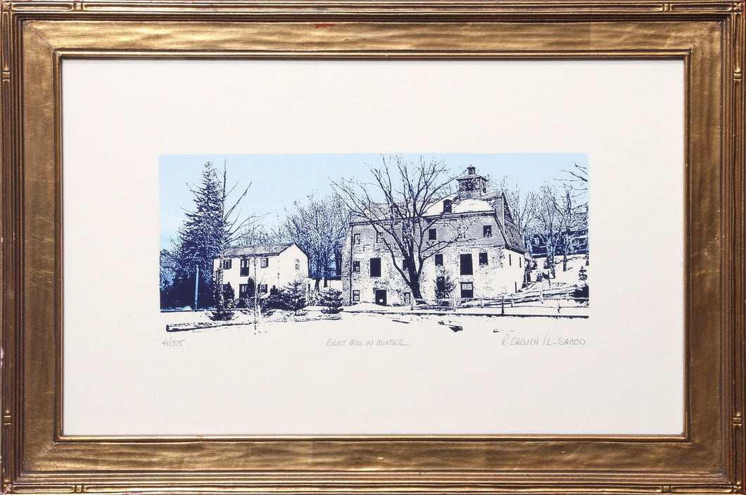Grist Mill in Winter Lithograph | Luca Sacco and Robert Ehrlich,{{product.type}}