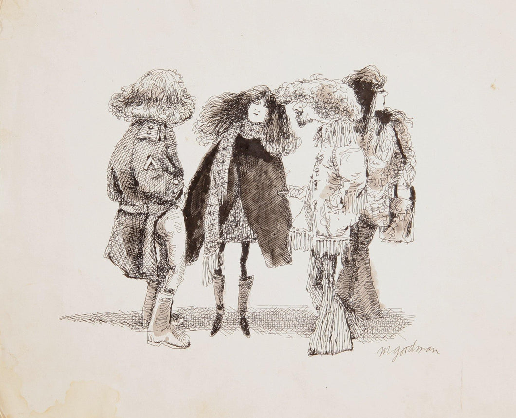 Group of Stylish Hippies Watercolor | Marshall Goodman,{{product.type}}