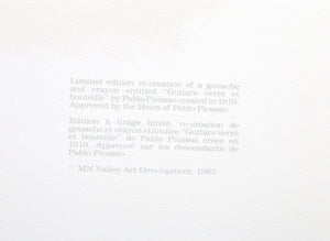 Guitare Verre et Bouteille Lithograph | Pablo Picasso,{{product.type}}
