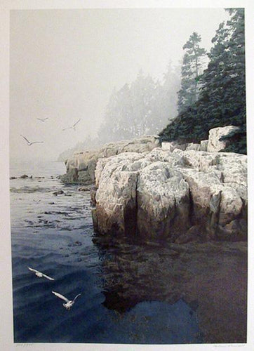 Gulls at Duck Harbor Lithograph | Helen Rundell,{{product.type}}