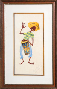 Happy Drummer (St. Martin) Watercolor | Patricia Bagant,{{product.type}}
