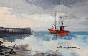 Harbor Scene Oil | Edward Griff,{{product.type}}