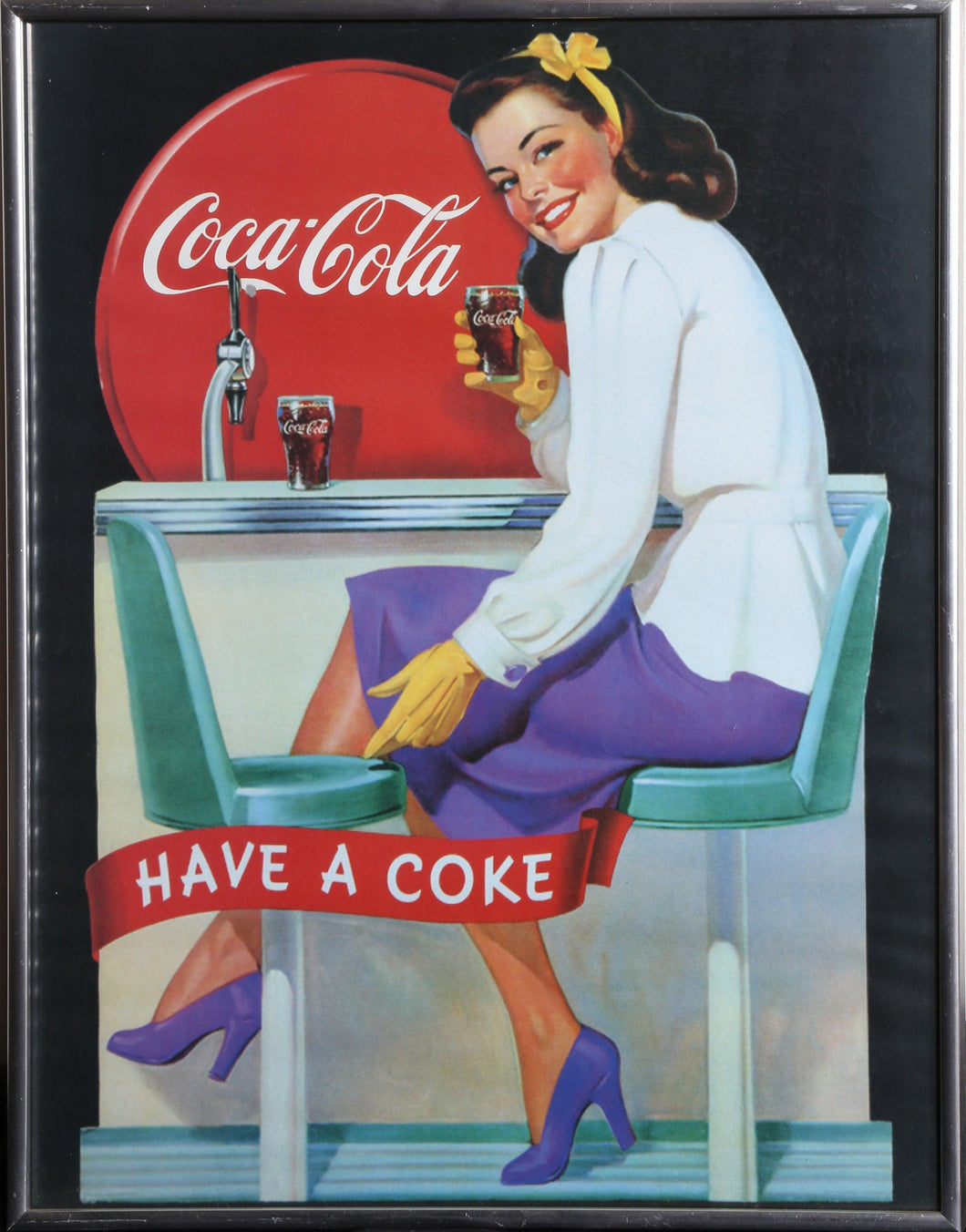 Have a Coke - Girl in Diner Coca-Cola Poster | Unknown Artist - Poster,{{product.type}}