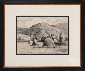 Haystacks by a Cottage Pencil | Paul-Emile Pissarro,{{product.type}}