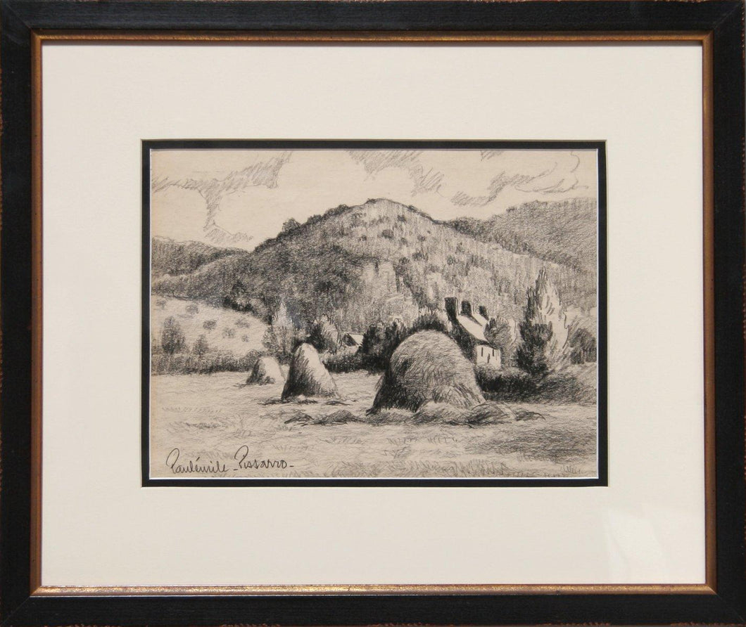 Haystacks by a Cottage Pencil | Paul-Emile Pissarro,{{product.type}}