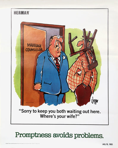 Herman - Promptness Avoids Problems Poster | Jim Unger,{{product.type}}