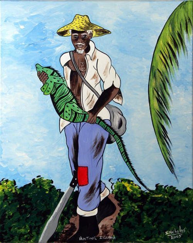 Holding my Pet Iguana Acrylic | Isiah Nicholas,{{product.type}}