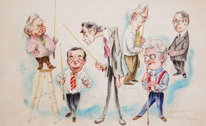 Hollywood Stars Caricatures including John Carradine (401) Watercolor | Marshall Goodman,{{product.type}}