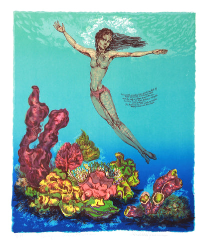 Homage to Jacques Cousteau Lithograph | Rochelle Steiner,{{product.type}}