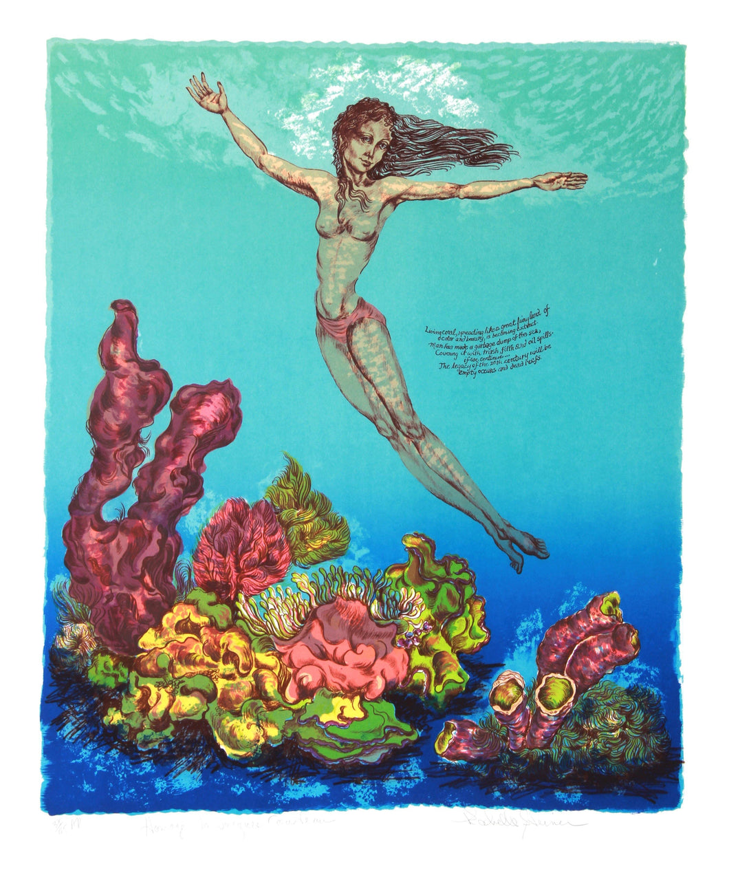 Homage to Jacques Cousteau Lithograph | Rochelle Steiner,{{product.type}}