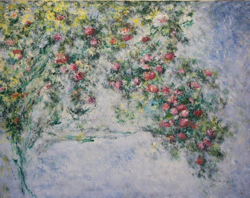 Homage to Monet's Roses Acrylic | Michael Schreck,{{product.type}}