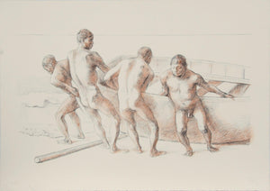 Hombres con Barca II Lithograph | Francisco Zuniga,{{product.type}}
