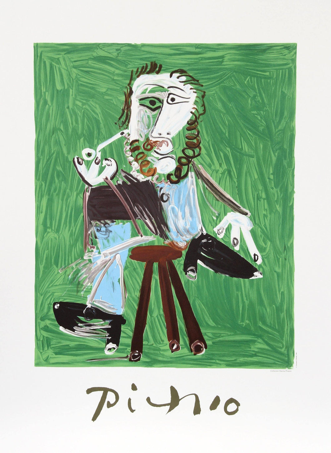 Homme a la Pipe Assise sur un Tabouret Lithograph | Pablo Picasso,{{product.type}}