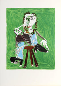 Homme a la Pipe Assise sur un Tabouret Lithograph | Pablo Picasso,{{product.type}}
