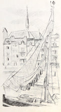 Honfleur Harbor Sketch Lithograph | Laurent Marcel Salinas,{{product.type}}