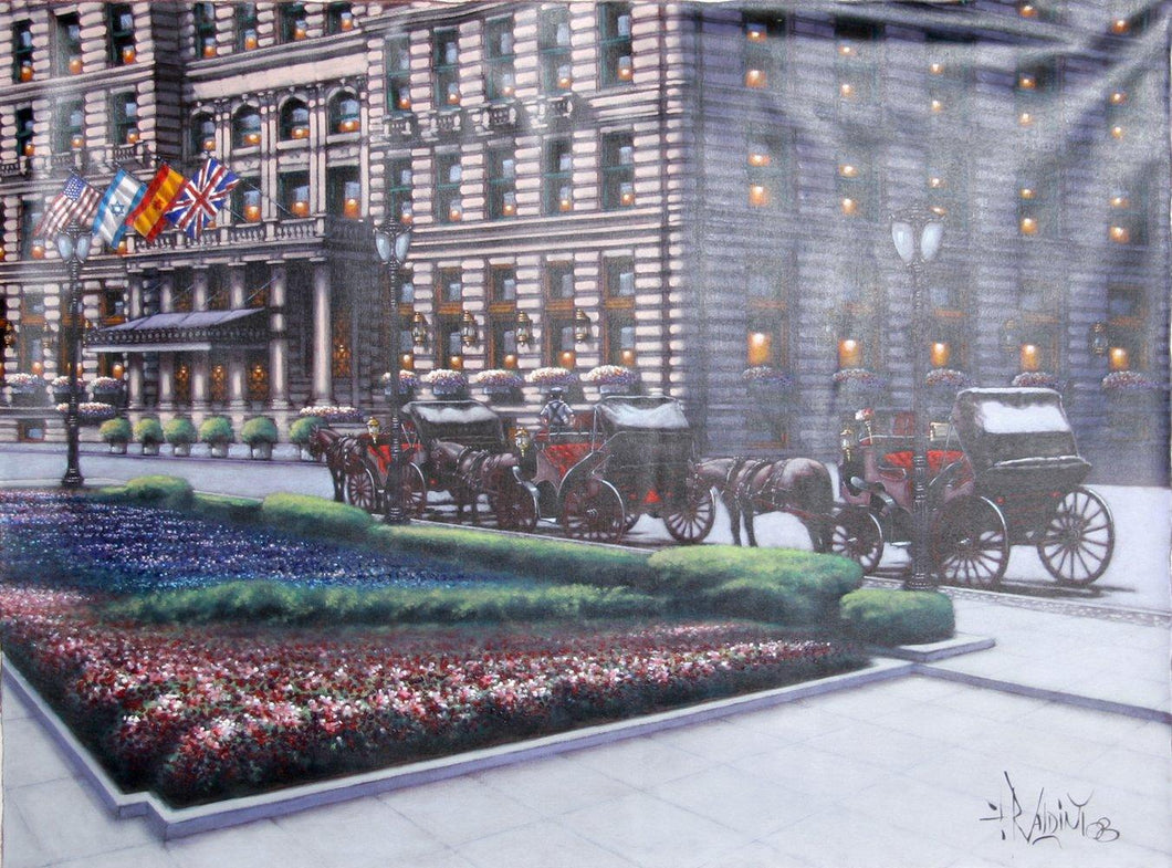 Horse Carriages by the Plaza II Oil | Rugero Valdini,{{product.type}}