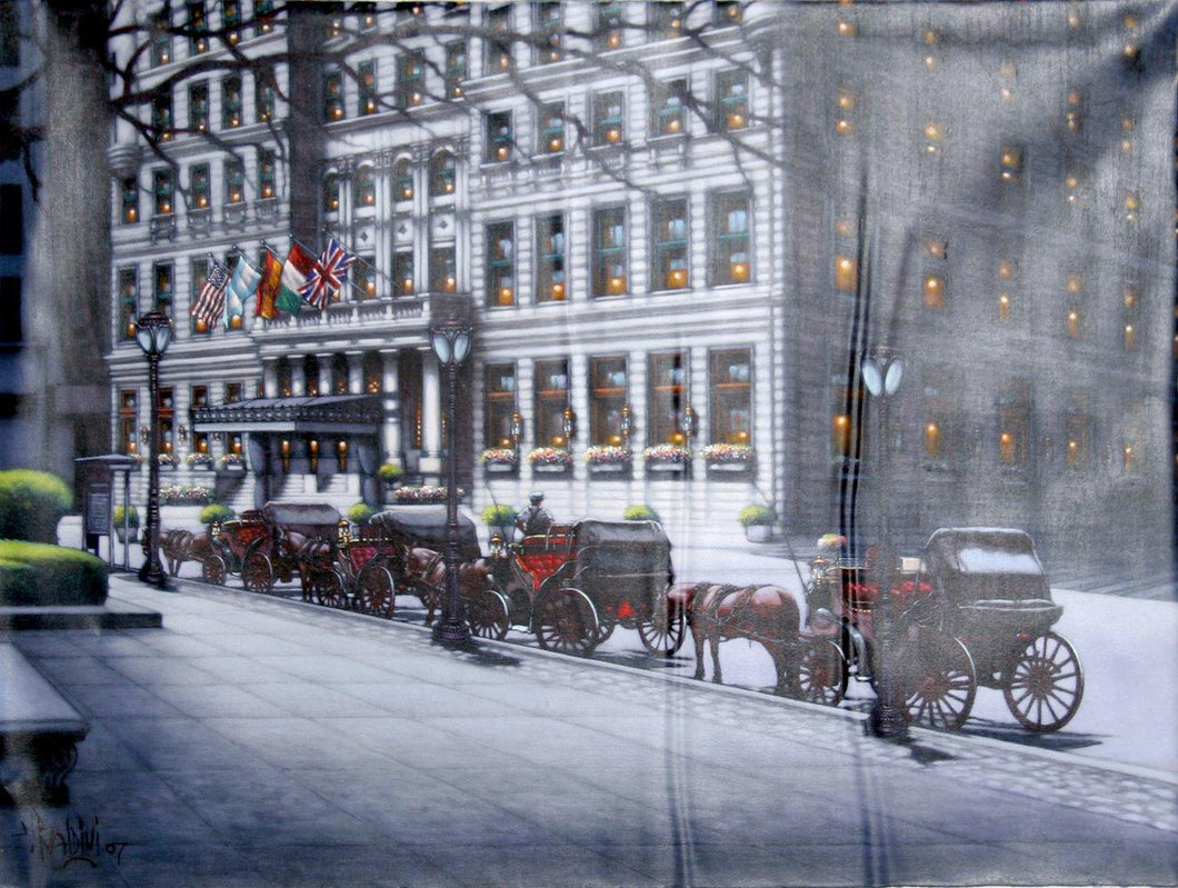 Horse Carriages by the Plaza II Oil | Rugero Valdini,{{product.type}}